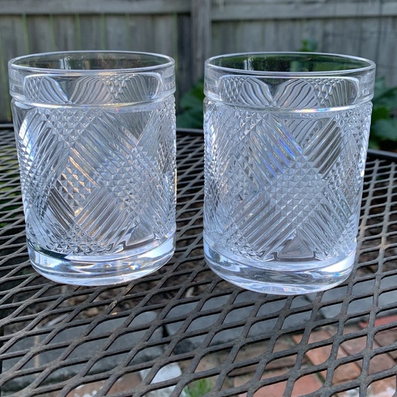 Pair of Ralph Lauren Leaded Crystal Double Old Fashioned Glasses - Argyle - Picture 1 of 15